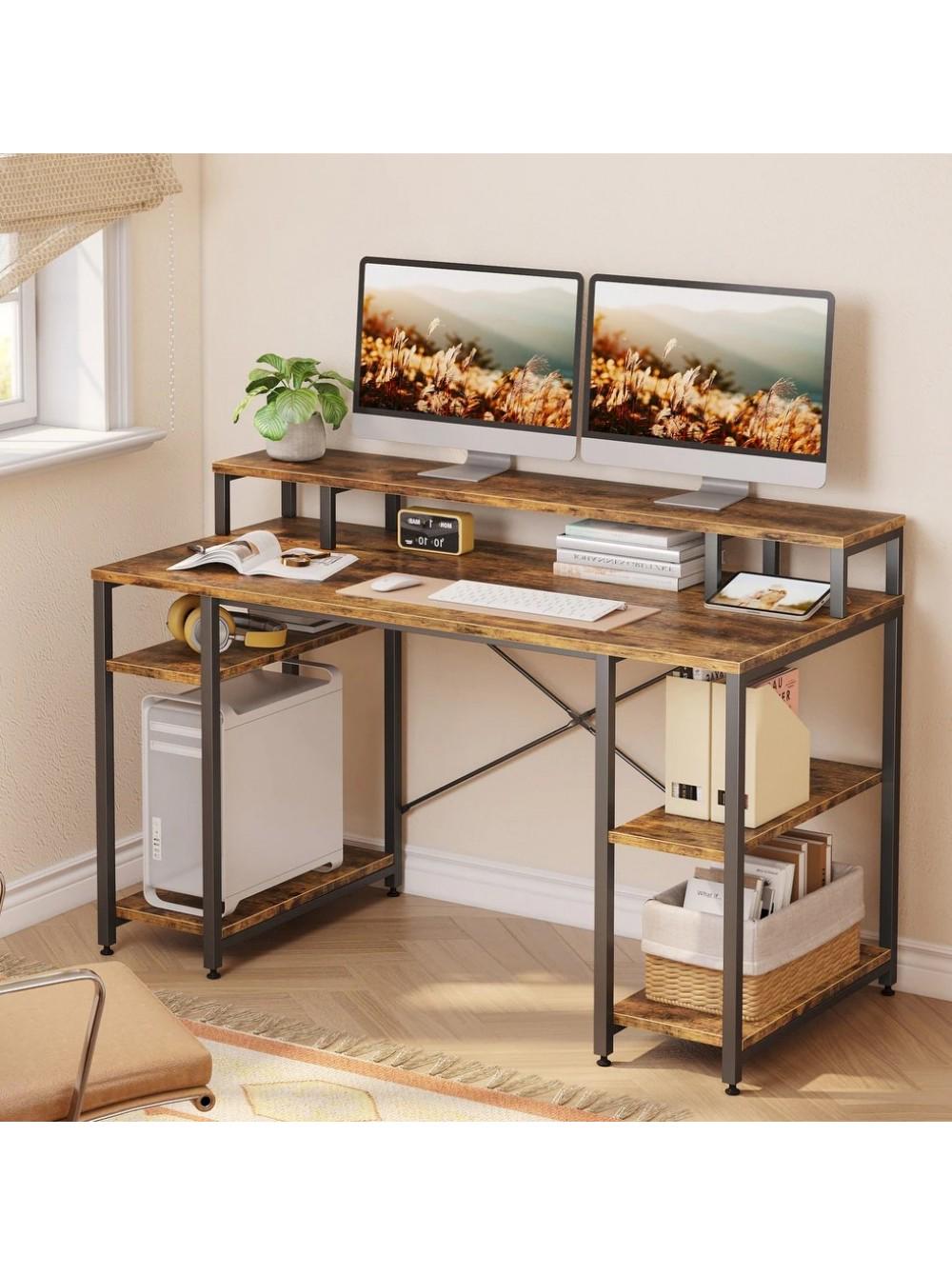 Компьютерный стол с полками MSM Дуб Родос светлый/Черный Компьютерный стол с полками MSM Дуб Родос светлый/Черный