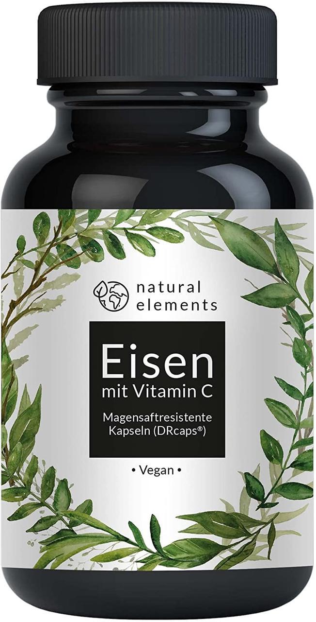 Витамины для сердечно-сосудистой системы Natural Elements Железо c 42 мг природного витамина С 180 капс. (50093NEEicen180K)
