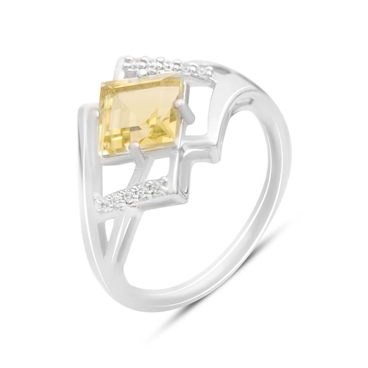 Кольцо серебряное Tiva с натуральным зеленым кварцем и фианитами 1,863 ct 3,29 г р. 18 (2162254)