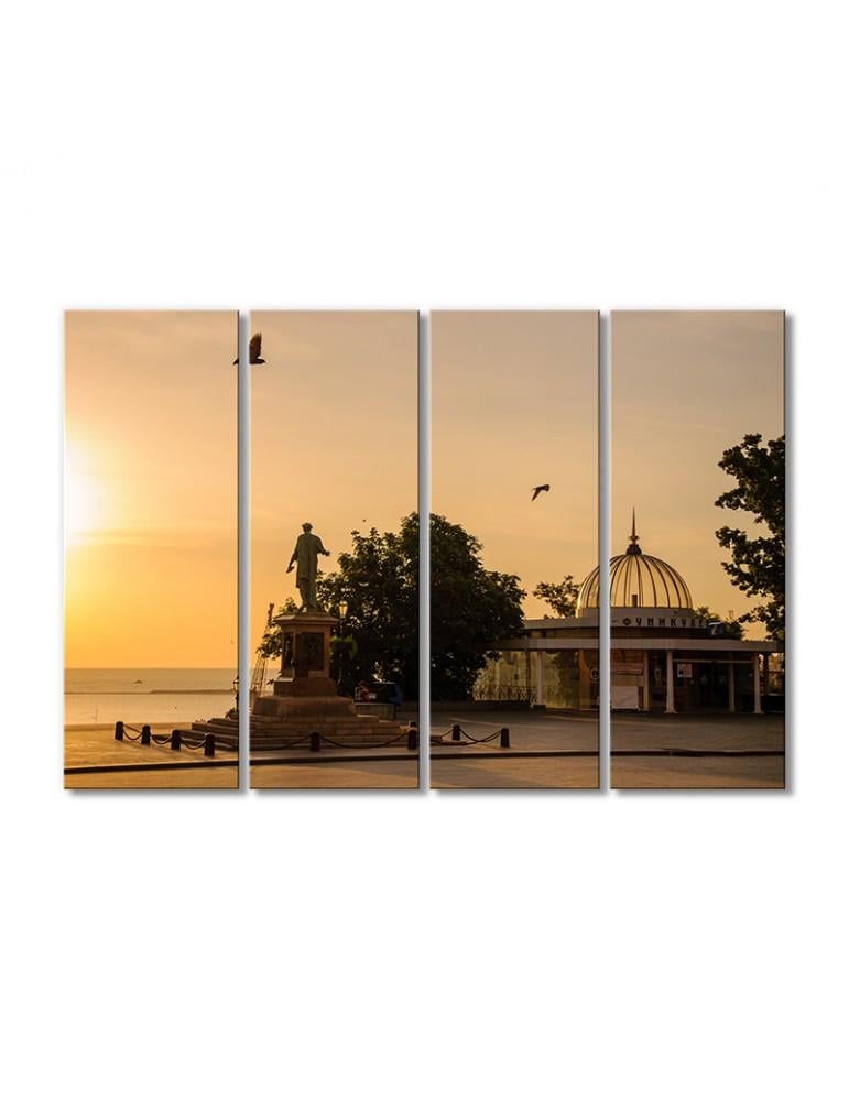 Картина модульная Памятник Дюку де Ришелье и Фуникулер 4 модуля 60x90 см (120039Gorodskoj_pejzazh)