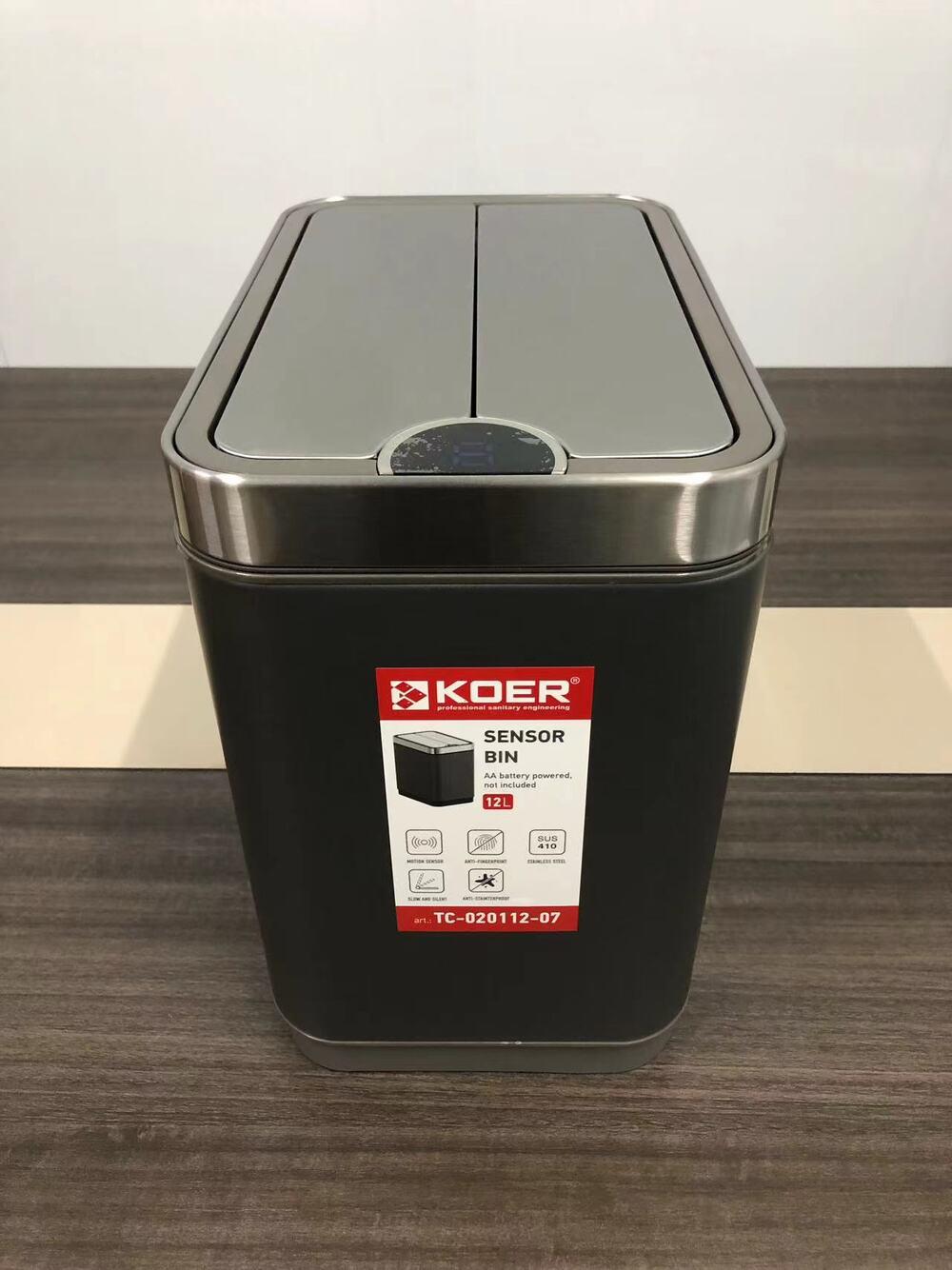 Відро для сміття KOER TC-020112-07 12 л з сенсорне прямокутне Графіт (KR5583) - фото 5