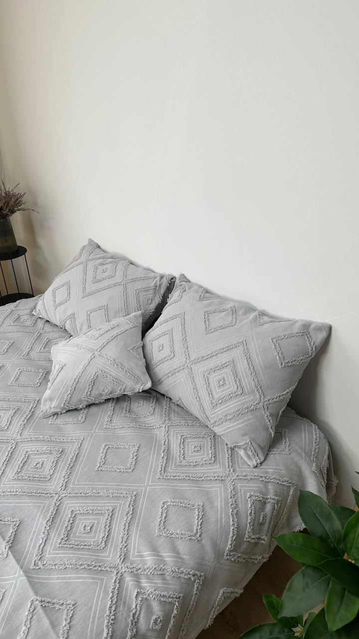 Покрывало Скандинавский большой ромб 220х240 см Светло-серый - фото 9