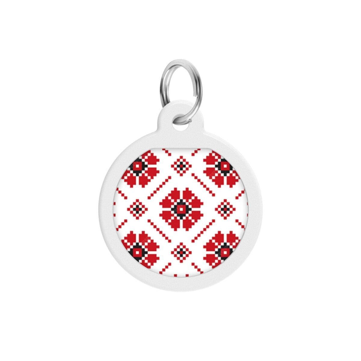 Адресник металлический для собак и кошек Waudog Smart ID Вышиванка с QR паспортом круг 25 мм (225-4033 Col)