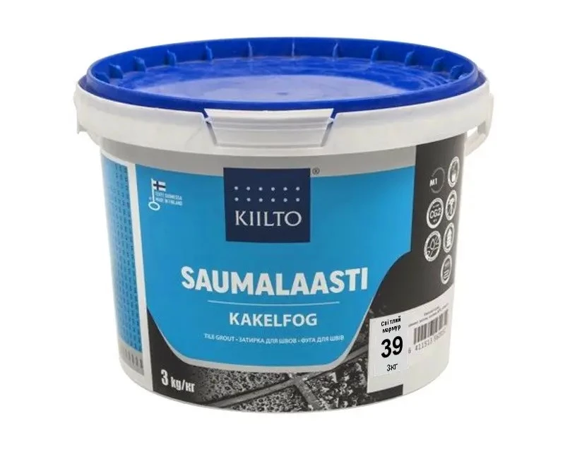 Суміш затиральна цементна KIILTO для швів плитки №39 3 кг Світлий-мрамор - фото 1 Суміш затиральна цементна KIILTO для швів плитки №39 3 кг Світлий-мрамор - фото 1