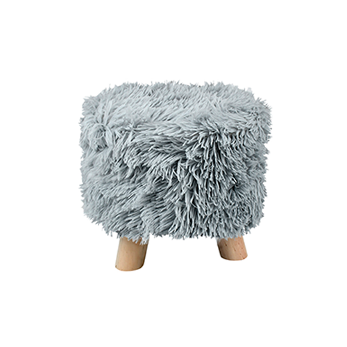Пуф круглый Fluffy искусственный мех мягкий 28x30 см Белый/Серый (R33440-1)