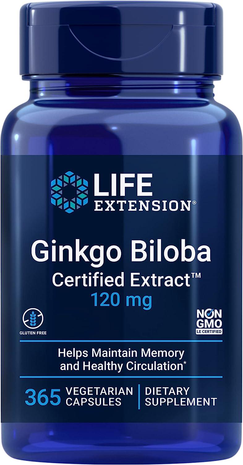 Экстракт гинкго билоба Life Extension Ginkgo Biloba Certified Extract 120 mg 365 veggie capsules
