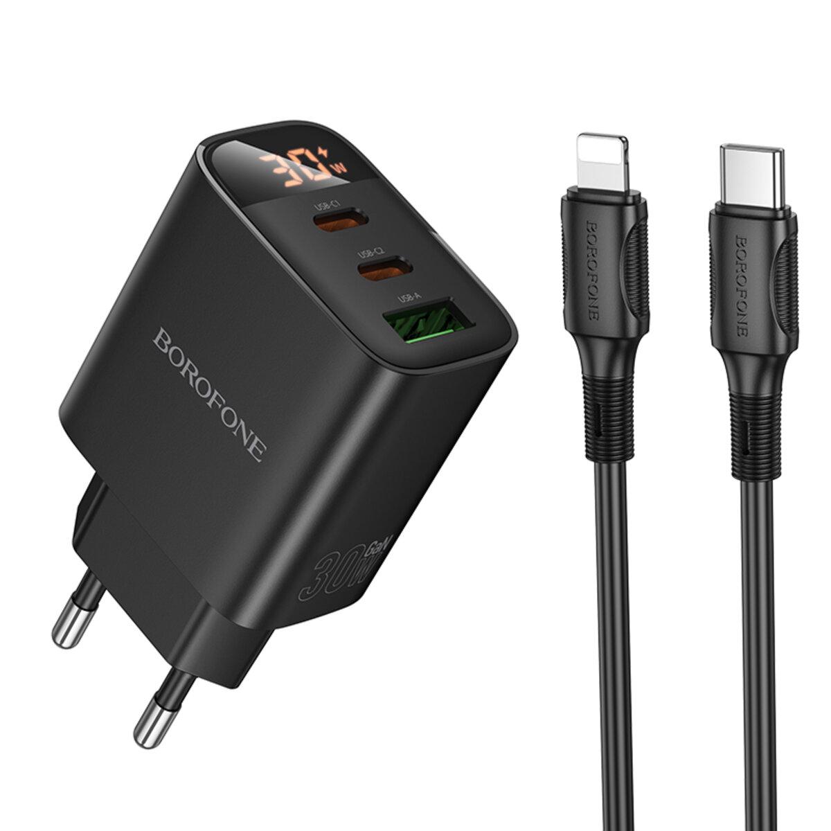 Зарядное устройство Borofone BA98A Ilustre PD30W с цифровым дисплеем кабель USB Type-C to Lightning Черный (623283) Зарядное устройство Borofone BA98A Ilustre PD30W с цифровым дисплеем кабель USB Type-C to Lightning Черный (623283)