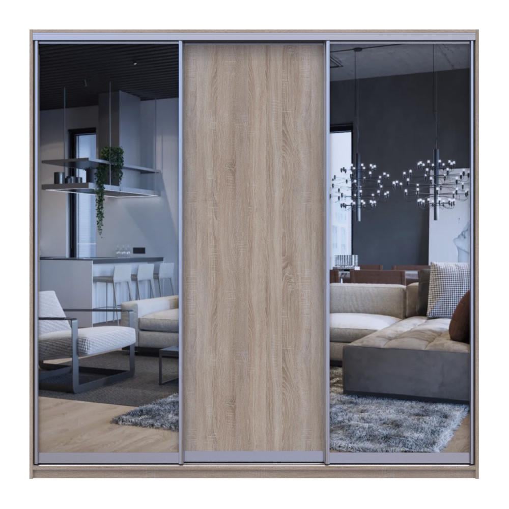 Шкаф-купе трехдверный Doros Сити Лайт 2 зеркала 225х60х225 см Дуб сонома (DRS-011097)