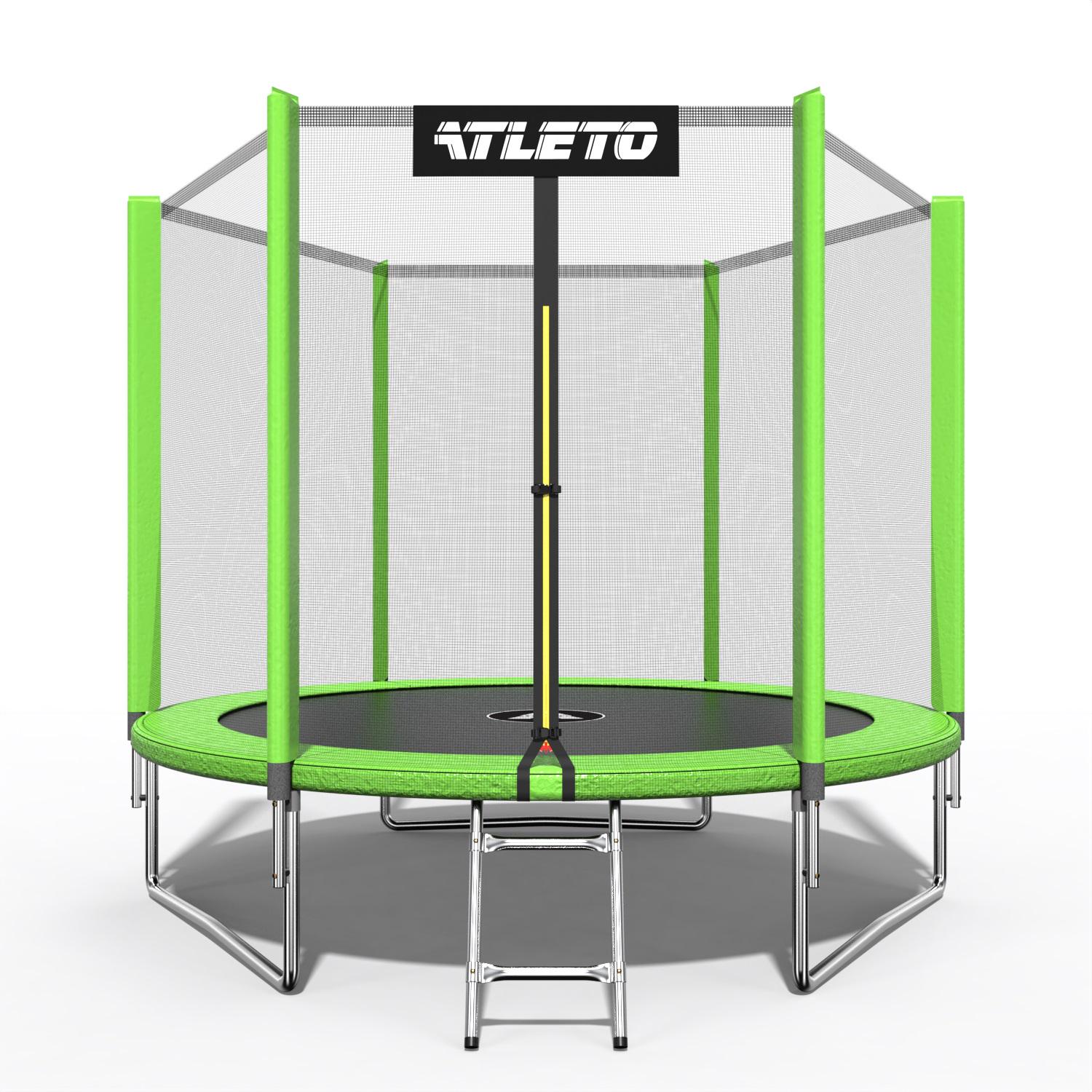 Батут детский Atleto с сеткой/лестницей 252 см Зеленый (4965)