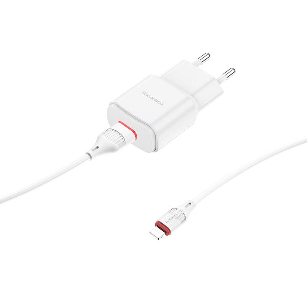 Зарядний пристрій Borofone BA48A Orion single port charger set Lightning White (601879)