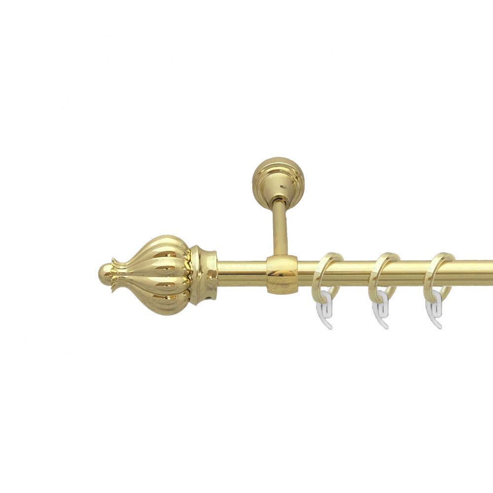 Карниз Orvit Таджа металевий однорядний литий гладка труба кільце фасонне металеве 16 мм 240 см Золото (7717688)