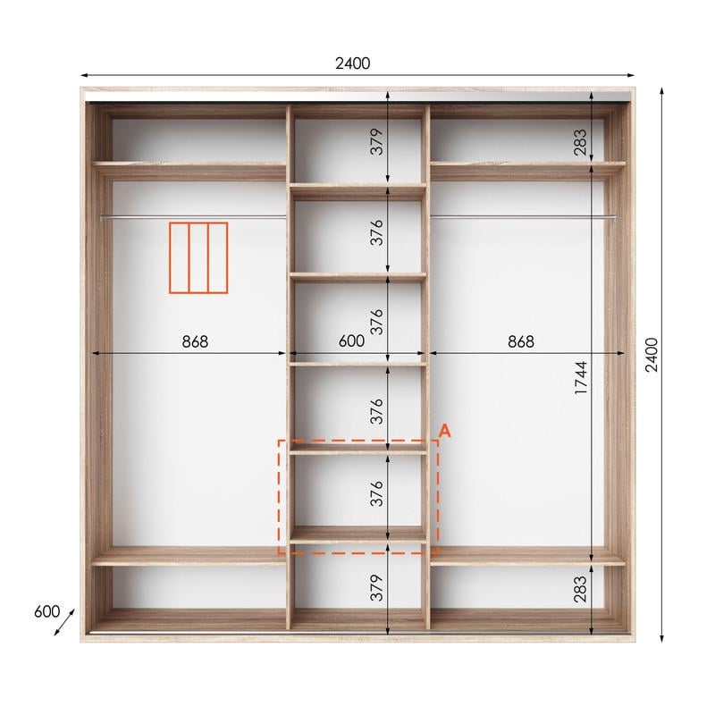 Шафа-купе Idea серія 2 240х60х240 см Дуб сонома (1270) - фото 2
