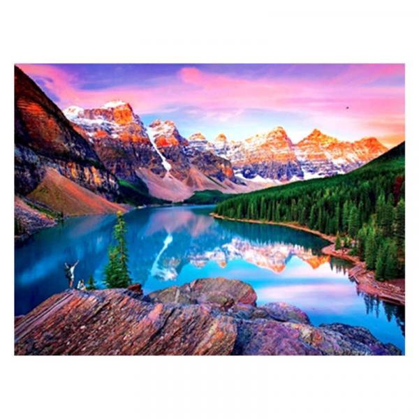 Алмазна мозаїка TK Group Гірське озеро на світанку 40х30 см з рамкою в коробці (GB74964-mt)