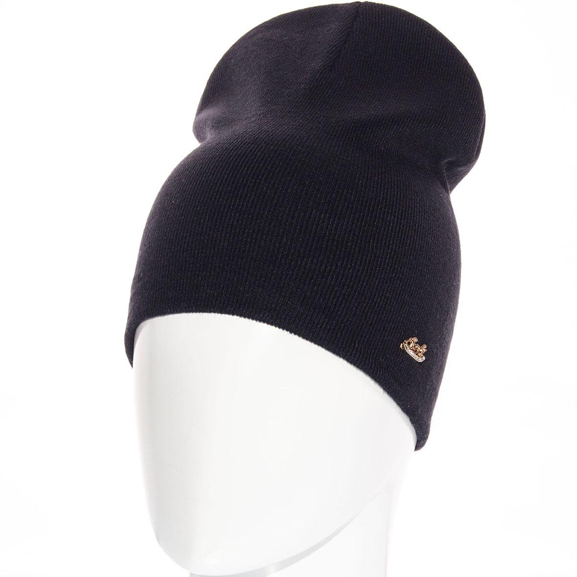 Шапка Sofi SF21103 без відвороту тонкого в'язання подвійна L р. 57-58 Чорний