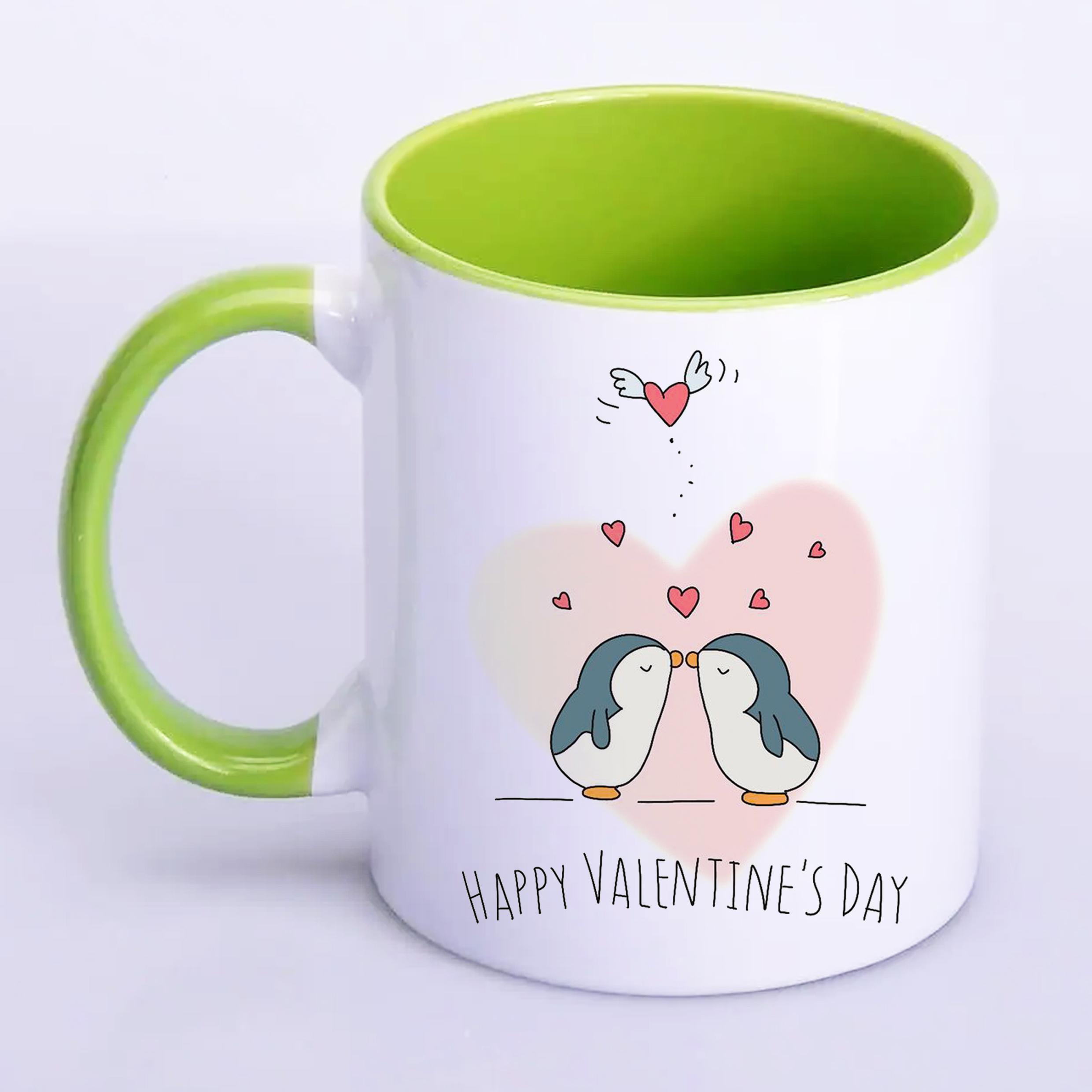 Чашка с печатью Happy Valentine's Day 330 мл Салатовый (22072)