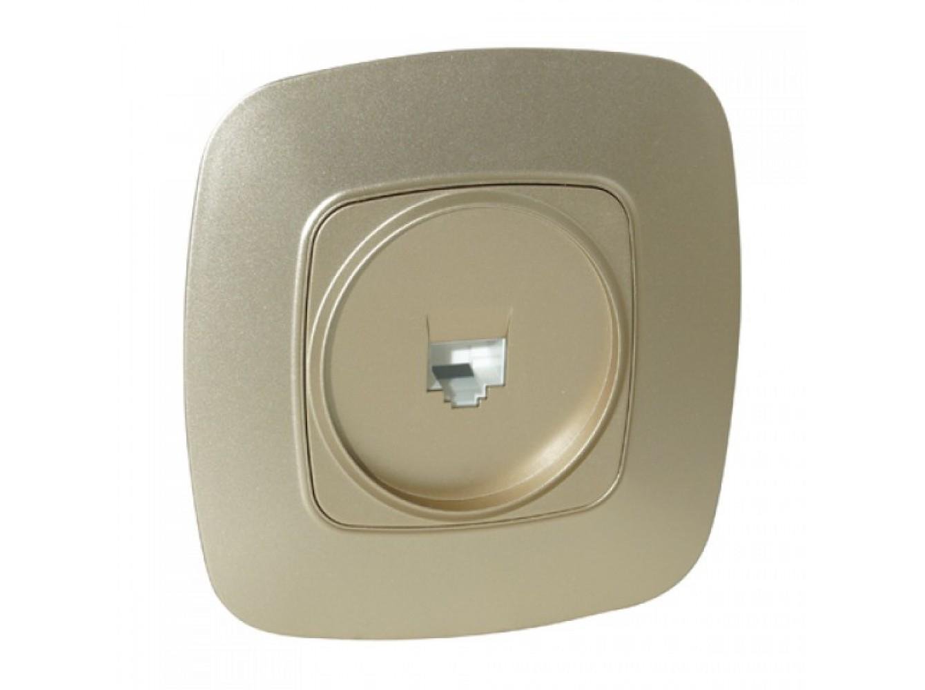 Розетка компьютерная одинарная HOROZ ELECTRIC ELA встроенная Золотой (112-007-0011-030)