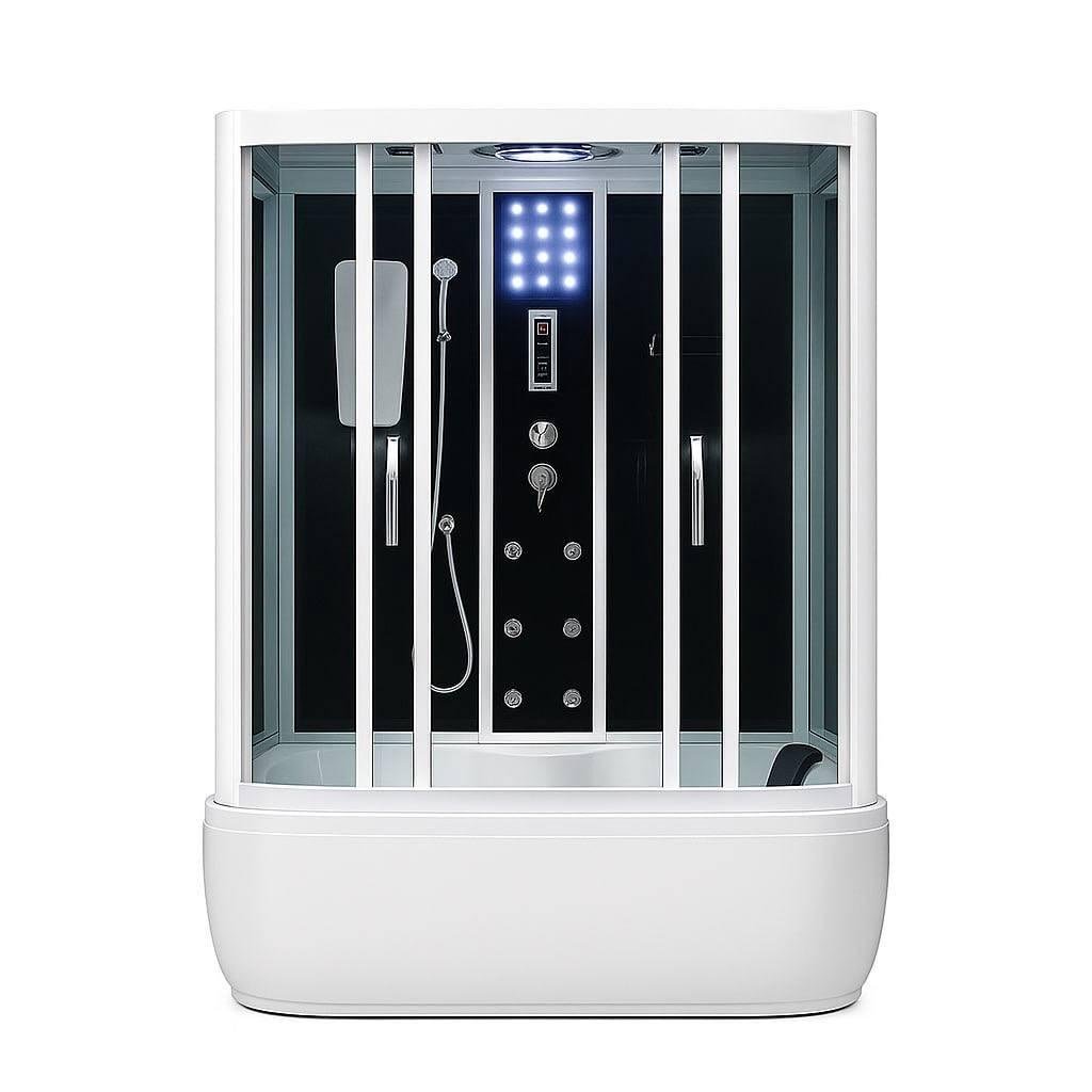 Душевой бокс закрытый KO&PO с гидромассажем и электроникой с ванной тонированное стекло 150х85х215 см Черный (C14908) - фото 2