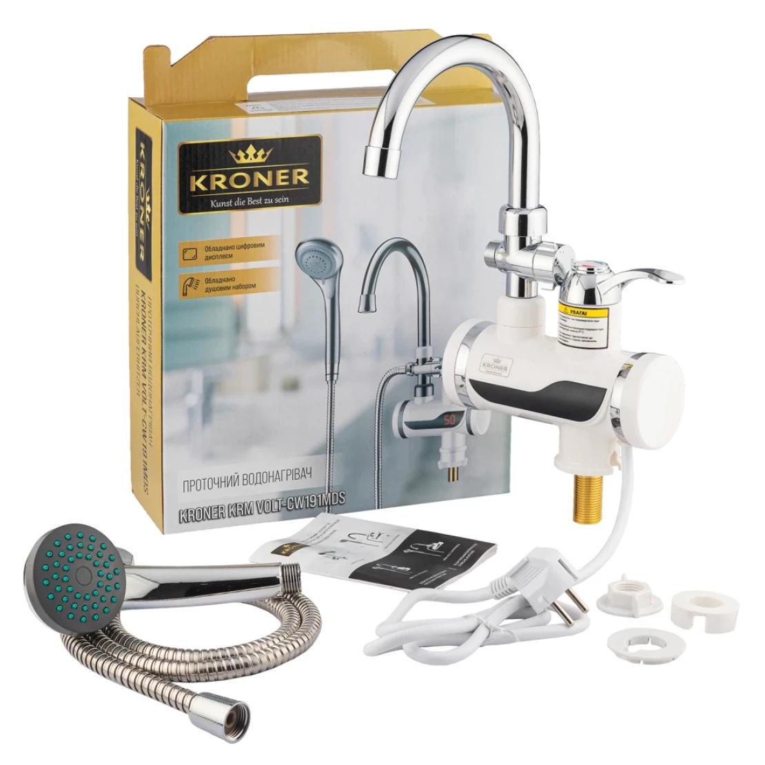Проточный водонагреватель Kroner KRM Volt CW191MDS с дисплеем (CV023248) - фото 6 Проточный водонагреватель Kroner KRM Volt CW191MDS с дисплеем (CV023248) - фото 6
