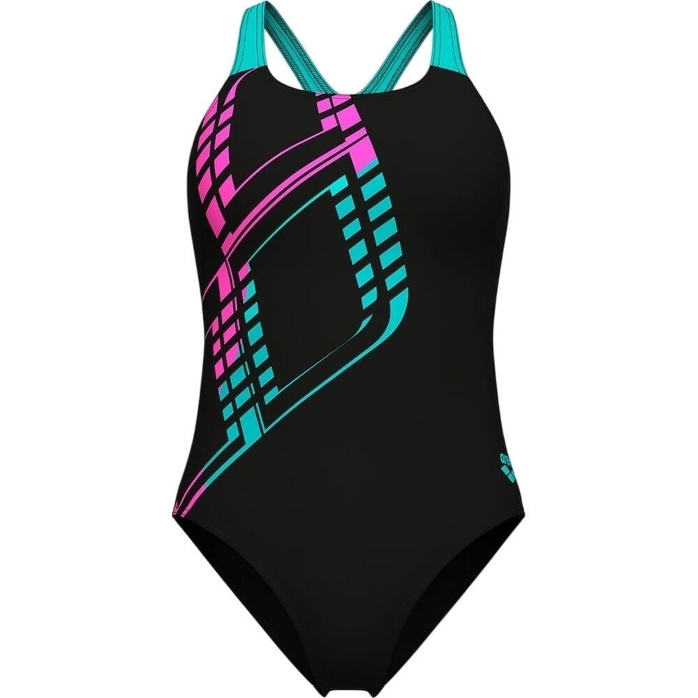 Купальник женский Arena GRAPHIC SWIMSUIT SWIM PRO L р. 40 Черно-бирюзово-розовый (010809-580)