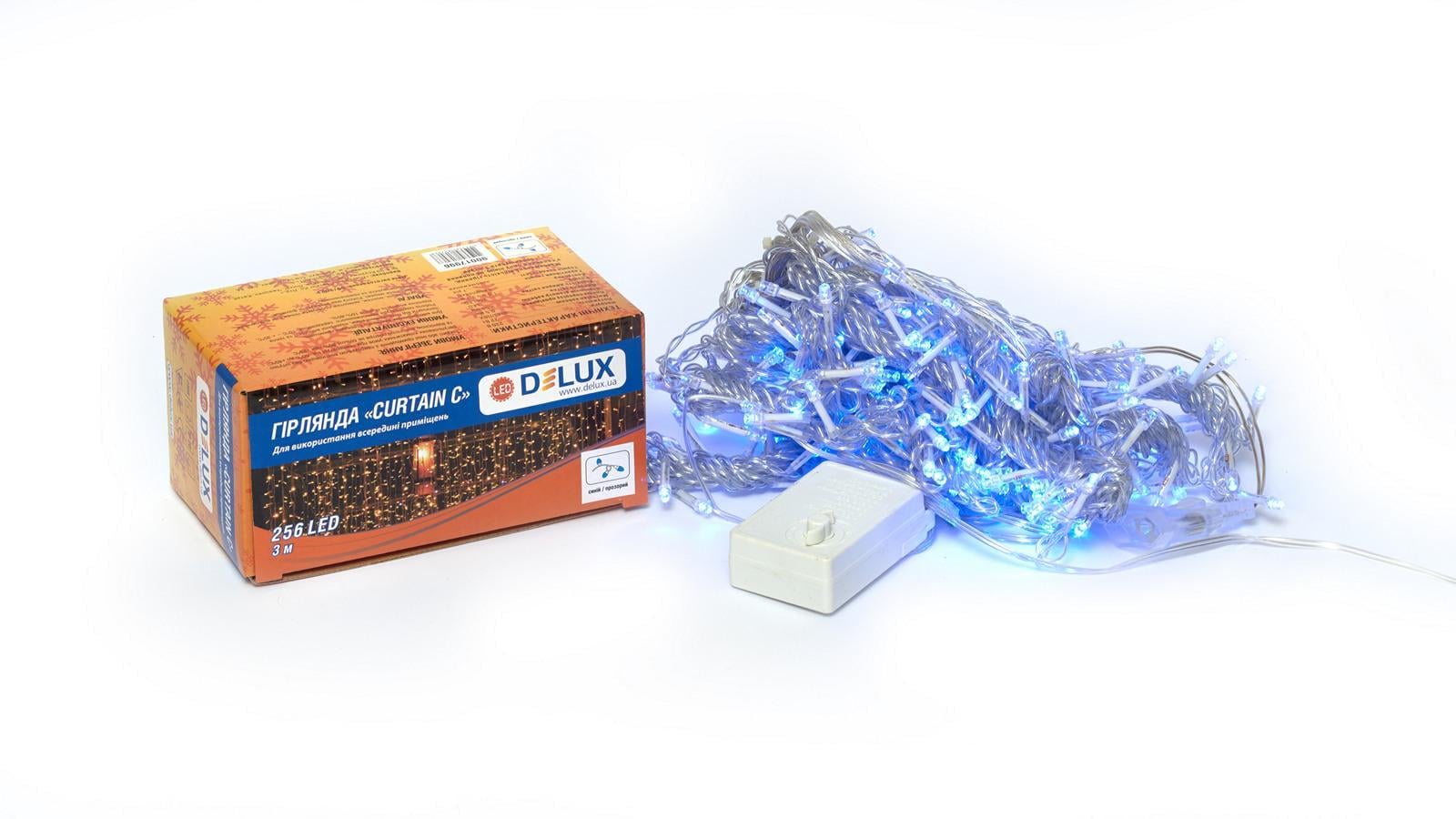 Гирлянда внутренняя Delux Curtain 256 LED IP20 3х2 м Синий/Прозрачный (13455426) Гирлянда внутренняя Delux Curtain 256 LED IP20 3х2 м Синий/Прозрачный (13455426)