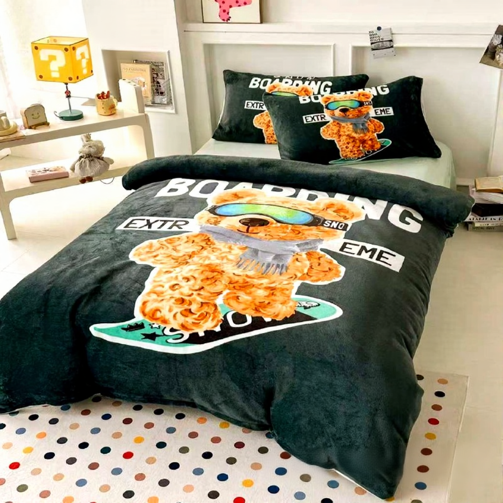 Комплект дитячої постільної білизни велюр полуторний 50x70 см Чорний