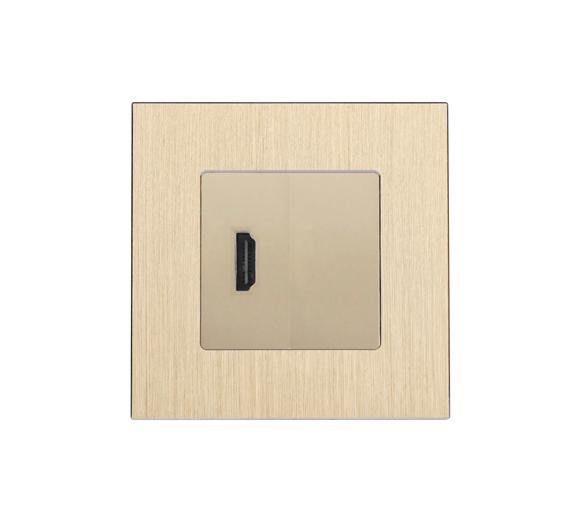 Розетка для телевизора WALLPAD HDMI настенная дизайнерская алюминиевая рамка Золотой (WP-HDMIBLK-GD)