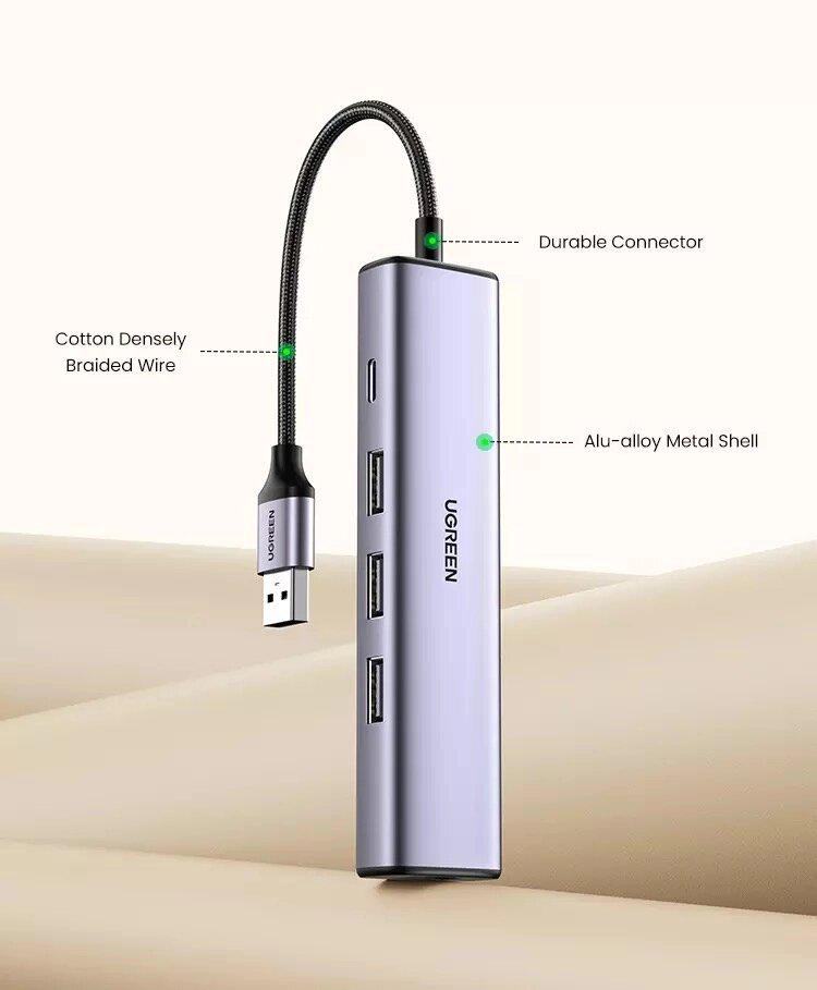 Концентратор UGREEN CM475 HUB 3xUSB 3.0/Ethernet (60554) - фото 10