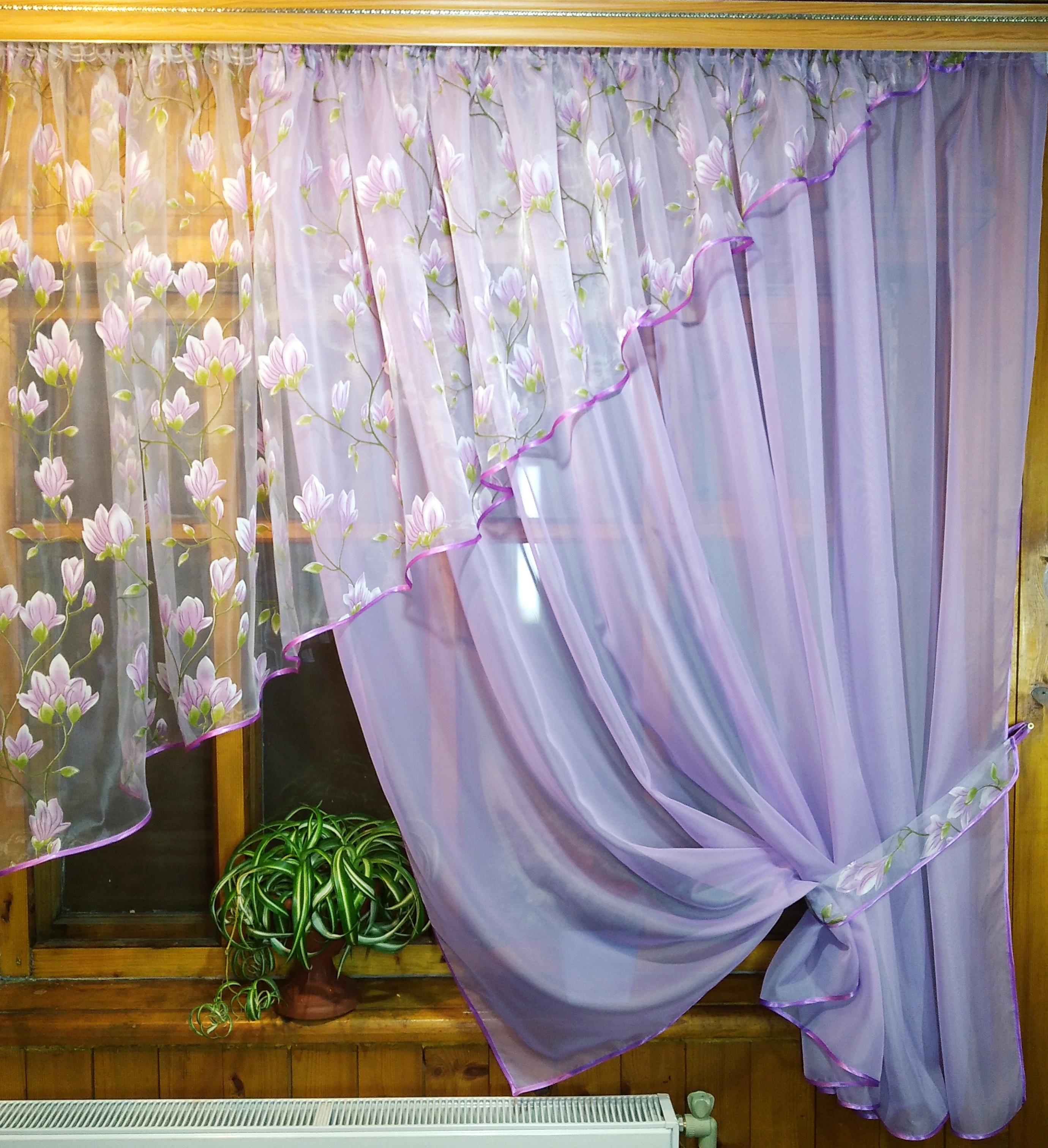 Тюль короткая Анжелика Веточка правая Сиреневый (19229563) - фото 4