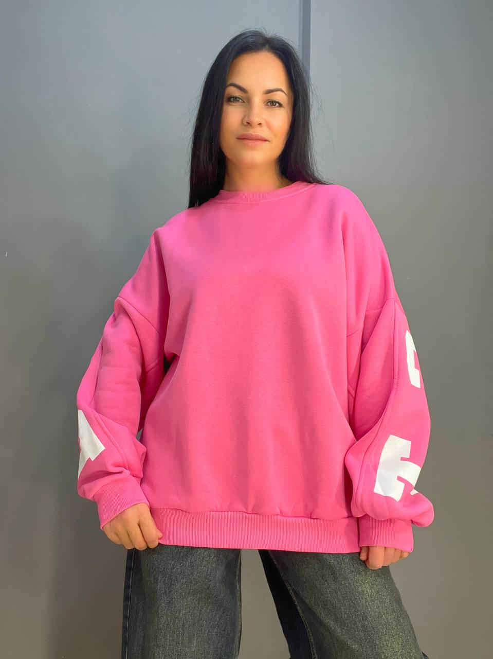 Свитшот женский DAVRAS 6001 PERFECT удлиненный утепленный на флисе OS Розовый (1047) - фото 7 Свитшот женский DAVRAS 6001 PERFECT удлиненный утепленный на флисе OS Розовый (1047) - фото 7