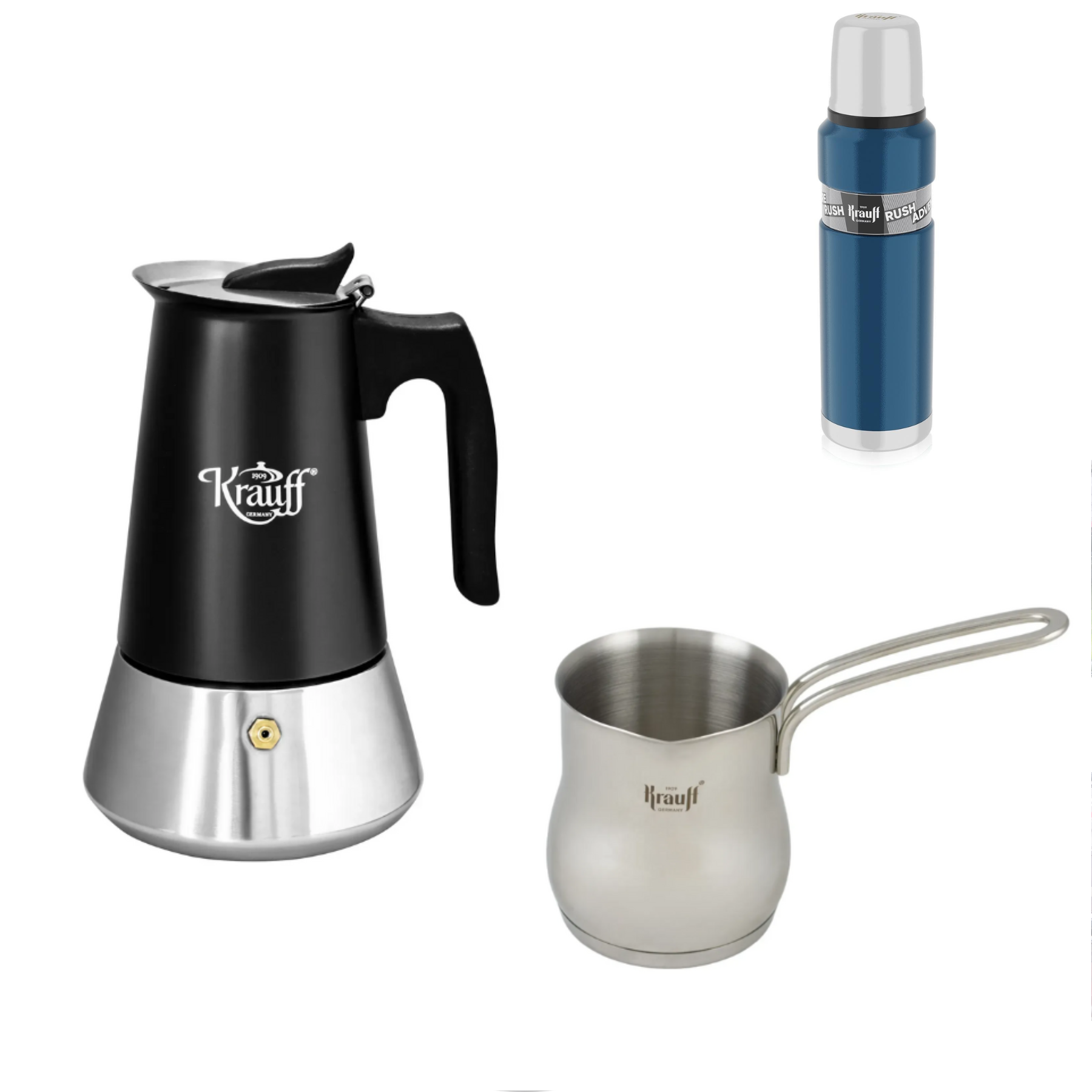 Набор Krauff из кофеварки гейзерной 300 мл и турки 720 мл с термосом Scout Skills (28716)