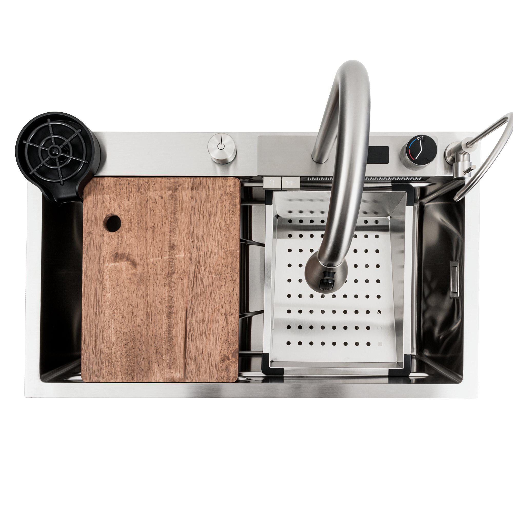 Мойка кухонная Platinum Handmade Водопад 75х45G сатин - фото 10 Мойка кухонная Platinum Handmade Водопад 75х45G сатин - фото 10