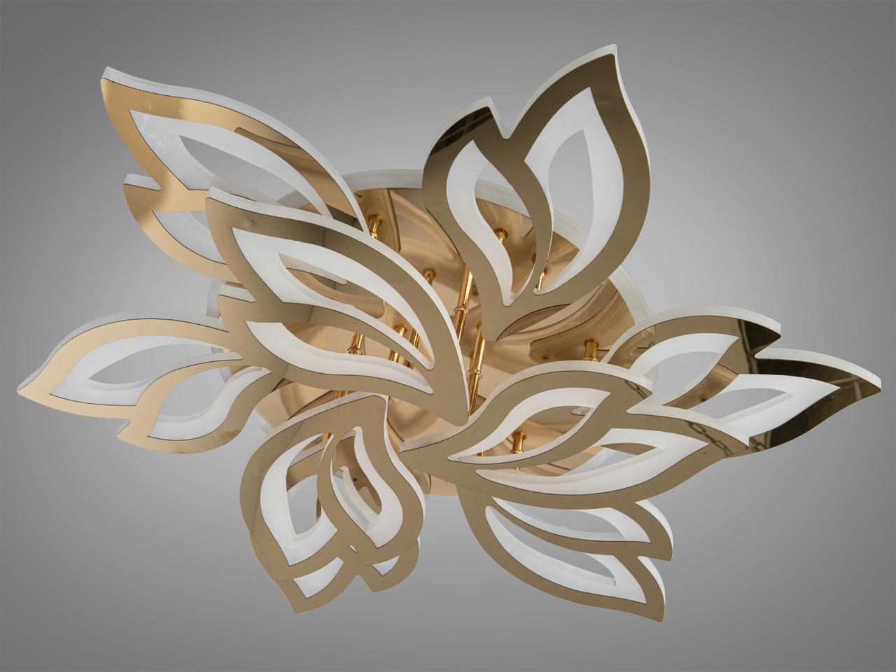 Люстра LED для зала с подсветкой 8165-6+3G-LS 140W на 20 м2 Золотой (2500792750) - фото 3