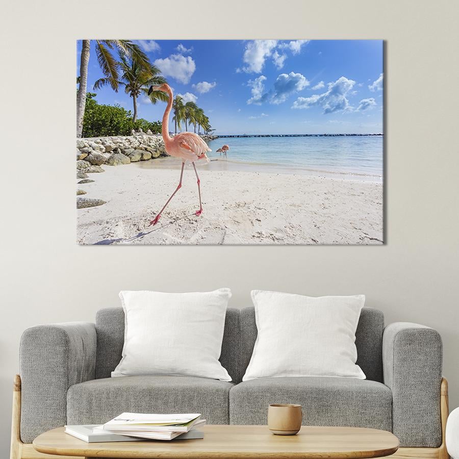 Настінний декор картина на холсті для інтер’єру Острів фламінго 51x34 см (437-1)