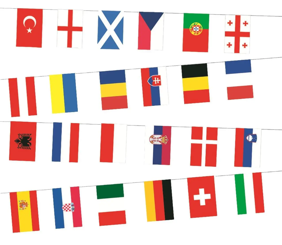 Гірлянда декоративна з прапорами країн світу поліестер 8 м