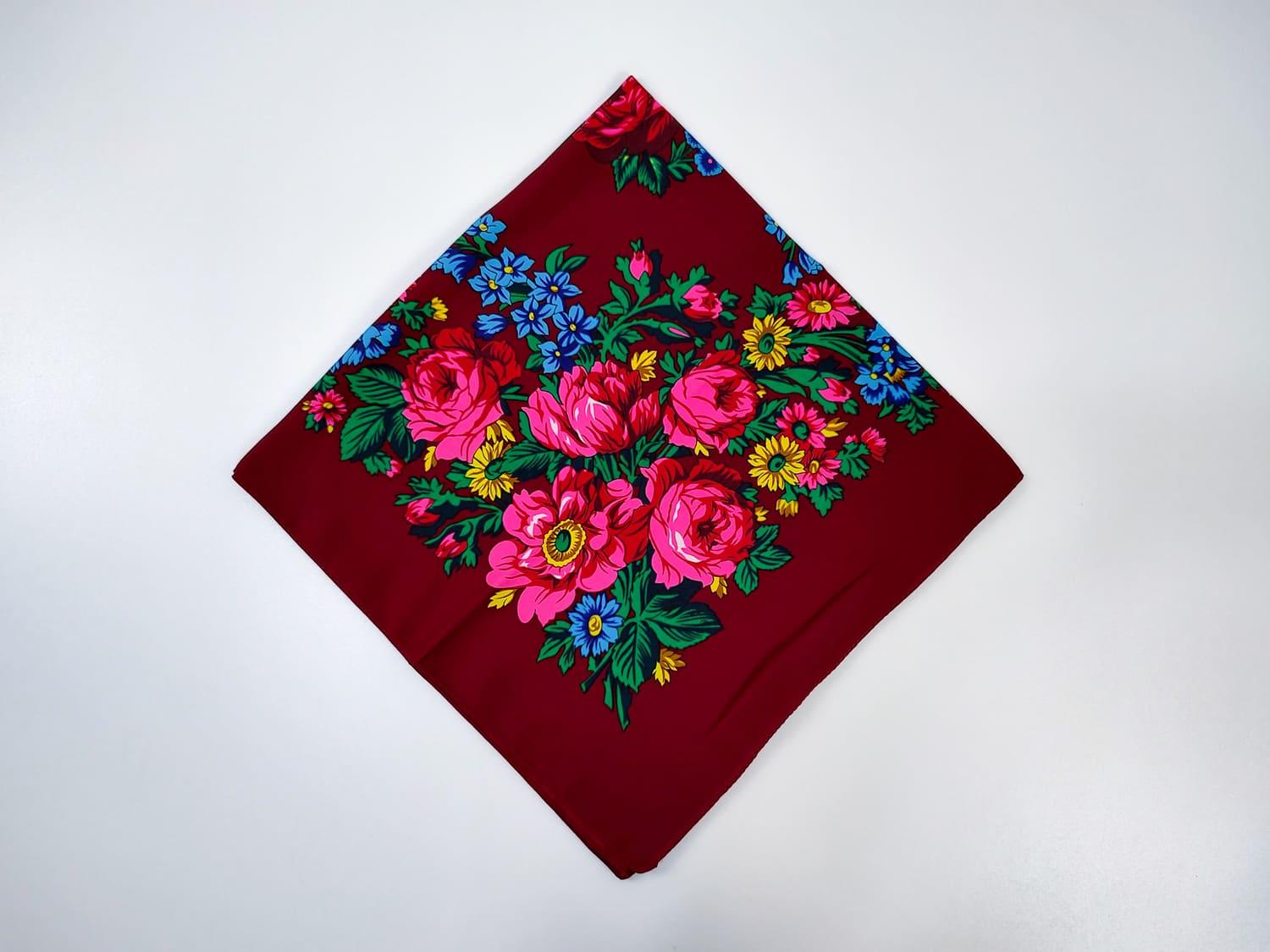 Платок Легкая классика 80x80 см Бордовый (29822916)