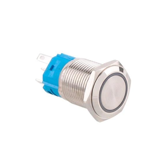 Кнопка фиксирующая 22K-P11DZ 22 мм 9-24 В LED 5pin Серебряный/Синий (535931)