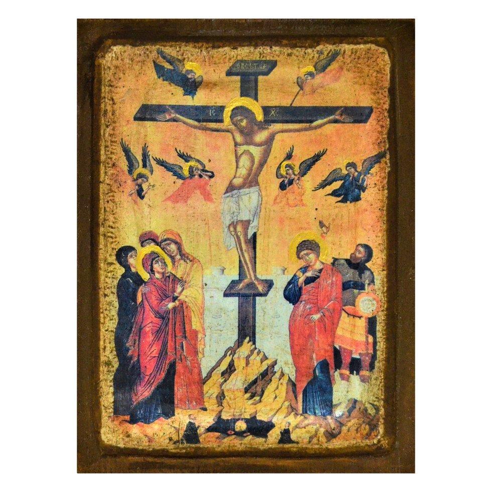 Икона Распятие Христа деревянная 20х15 см. (102-0036м)