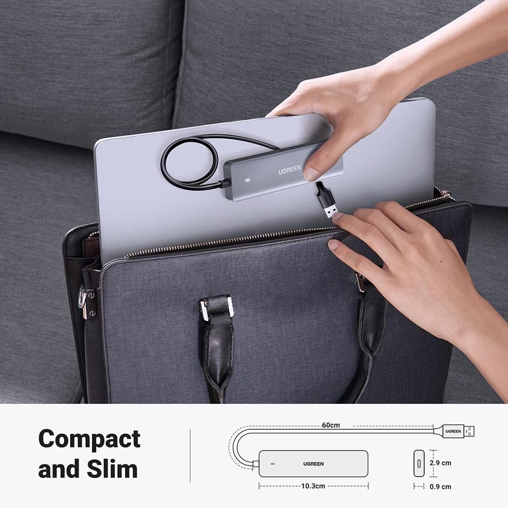 Хаб ультратонкий ЮСБ для комп'ютера ноутбука UGREEN CM219 3USB 1Type-C 5Gbps USB 3,0 Hub Silver (15920) - фото 7 Хаб ультратонкий ЮСБ для комп'ютера ноутбука UGREEN CM219 3USB 1Type-C 5Gbps USB 3,0 Hub Silver (15920) - фото 7