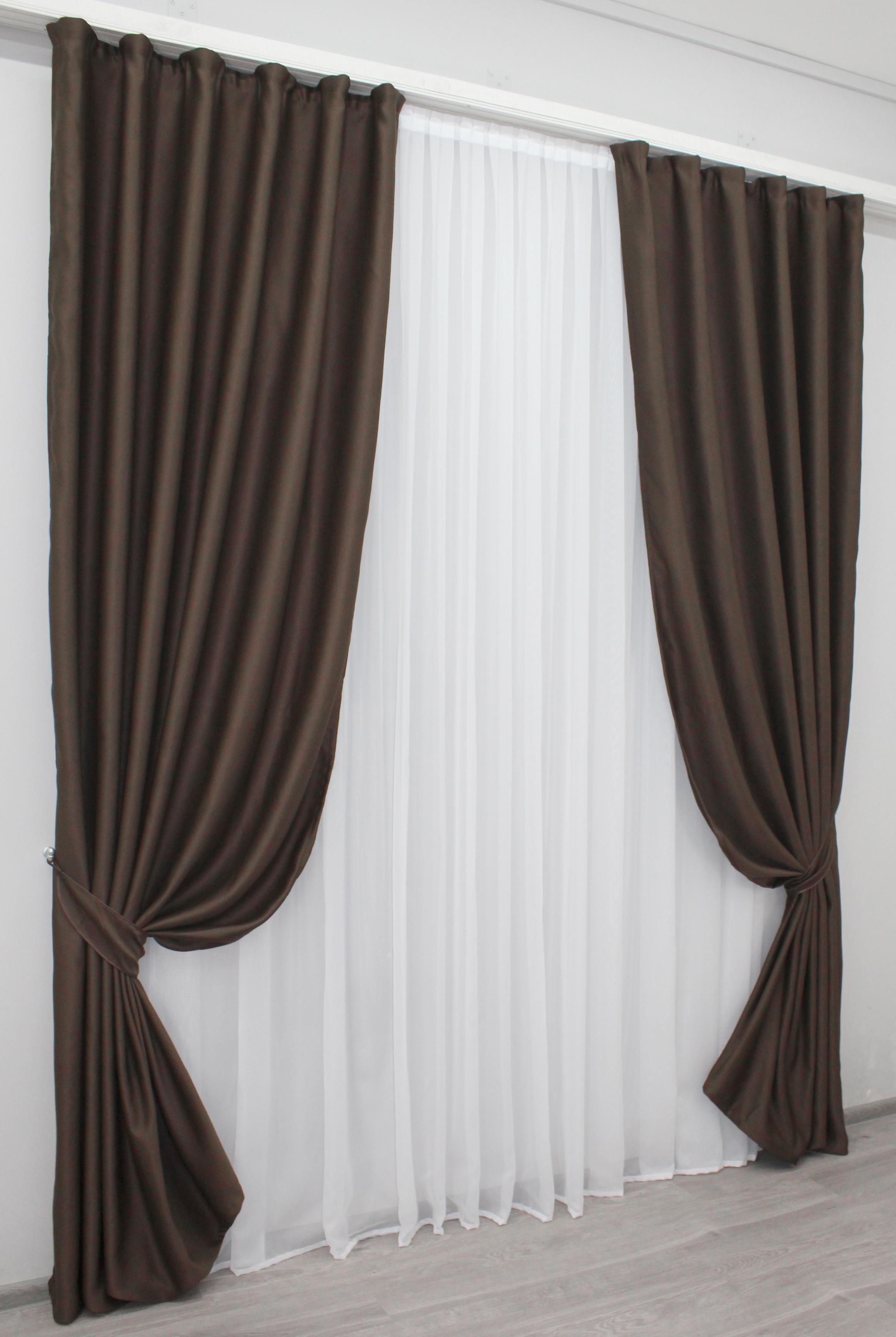 Комплект штор VR-Textil Bagema Rvs № 1008ш блэкаут 150х270 см 2 шт. Шоколадный (30-806) - фото 1