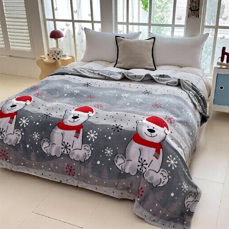 Плед флис новогодний 200х220 см Серый с белым Плед флис новогодний 200х220 см Серый с белым