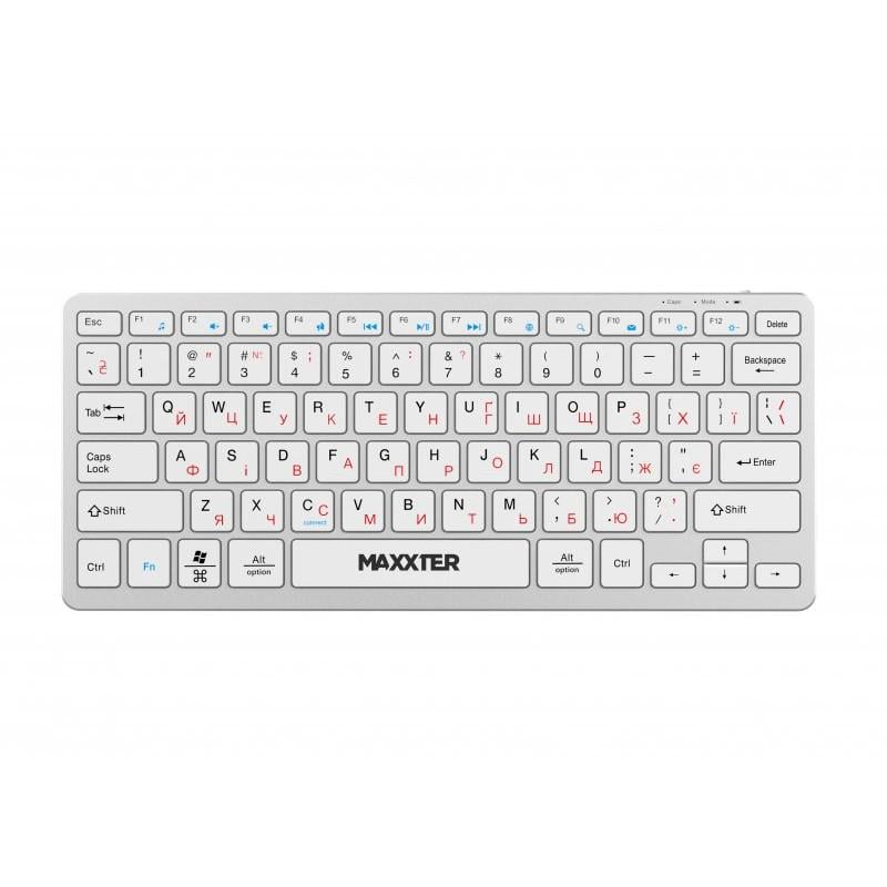 Клавиатура Maxxter KBW-C01S-UA 2.4 ГГц USB-ресивер ENG/UKR Silver (657595)