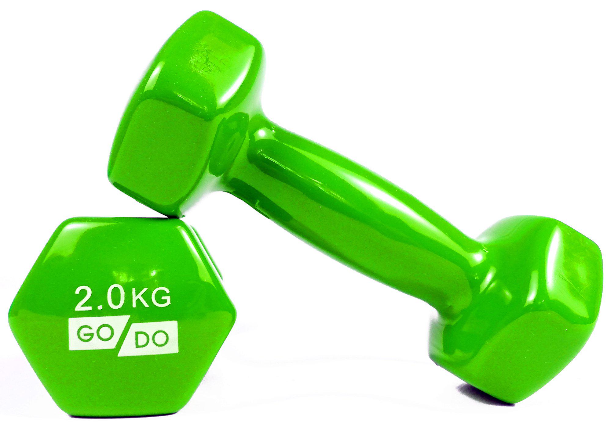 Гантели EasyFit GoDo с виниловым покрытием 2 кг Зеленый (EF-GD2GR) - фото 2 Гантели EasyFit GoDo с виниловым покрытием 2 кг Зеленый (EF-GD2GR) - фото 2