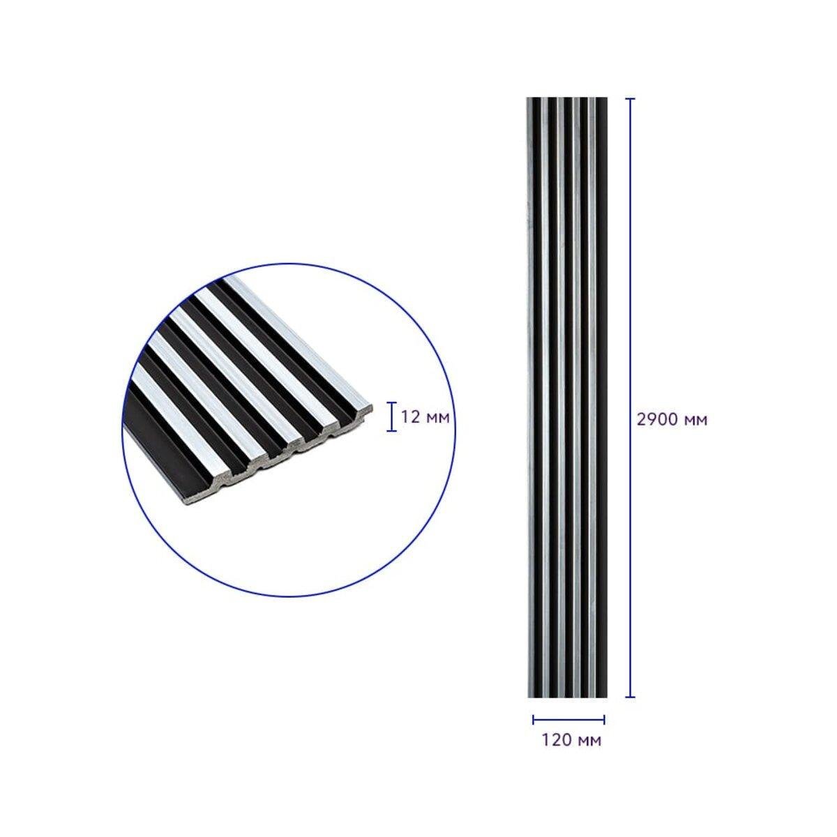 Рельс декоративный PS 2900х120х12 мм Черный с Серебристым (SW-00002133) - фото 3 Рельс декоративный PS 2900х120х12 мм Черный с Серебристым (SW-00002133) - фото 3