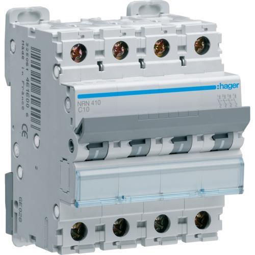 Автоматический выключатель Hager 10A 25kA 4 полюса тип C NRN410 (13834)