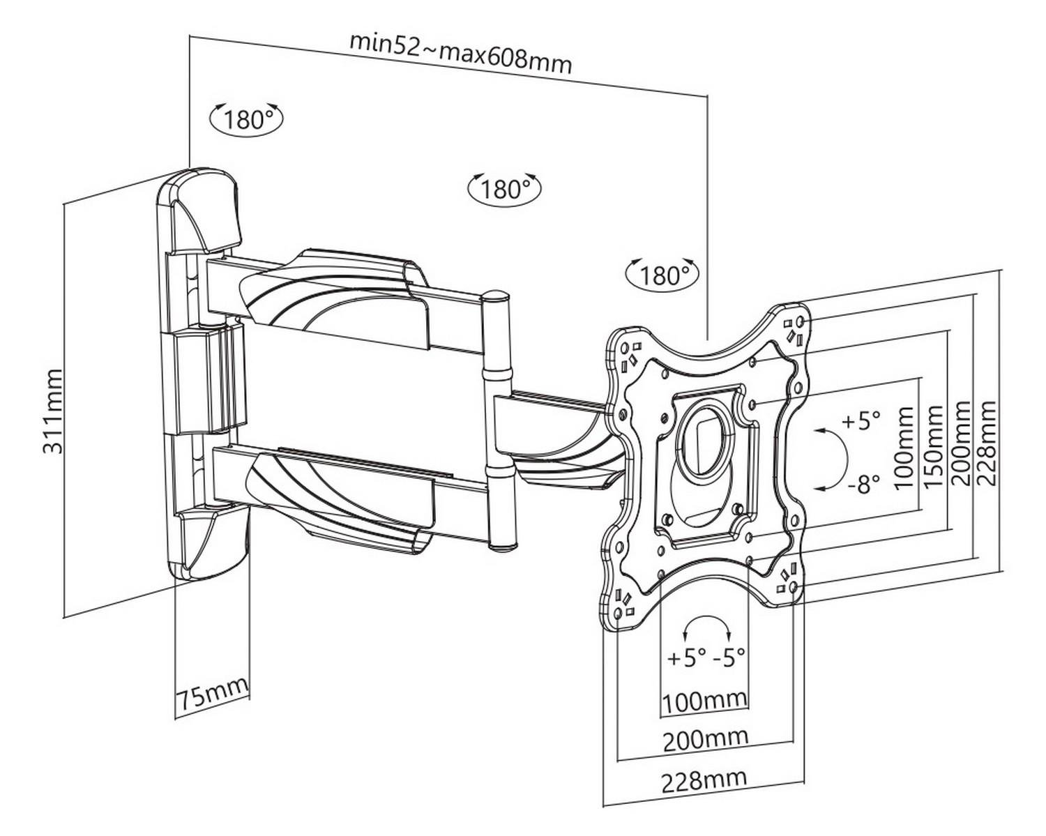Кріплення Brateck KMA28-223L для телевізора 23-42" (TV022) - фото 7