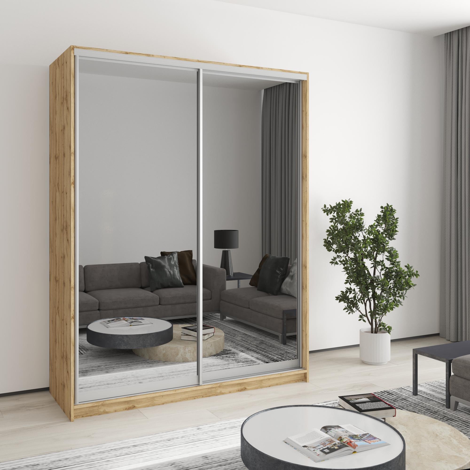 Шкаф-купе двухдверный MebelStar Комбо AL 2 зеркала 160x60x210 см Дуб тахо (MBS-3533)