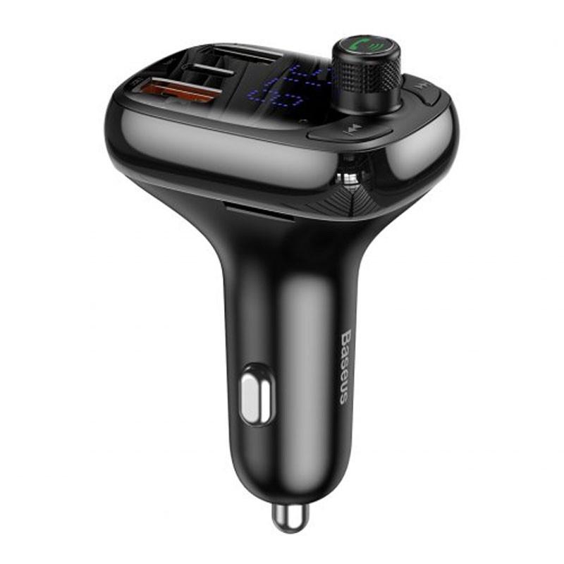 Автомобильное зарядное устройство Baseus T typed S-13 Bluetooth FM Launcher PPS QC 2USB/Type-C CCTM Black
