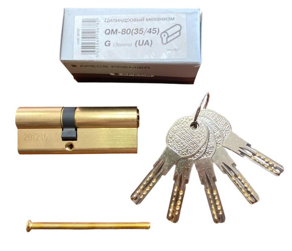 Цилиндр для замков Apecs Premier QM 80 35х45 мм G (5519) - фото 2