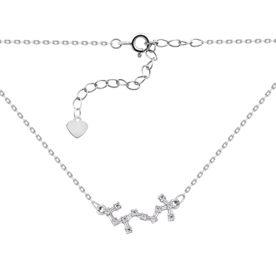 Колье серебряное со знаком зодиака Скорпион на цепочке с белыми фианитами