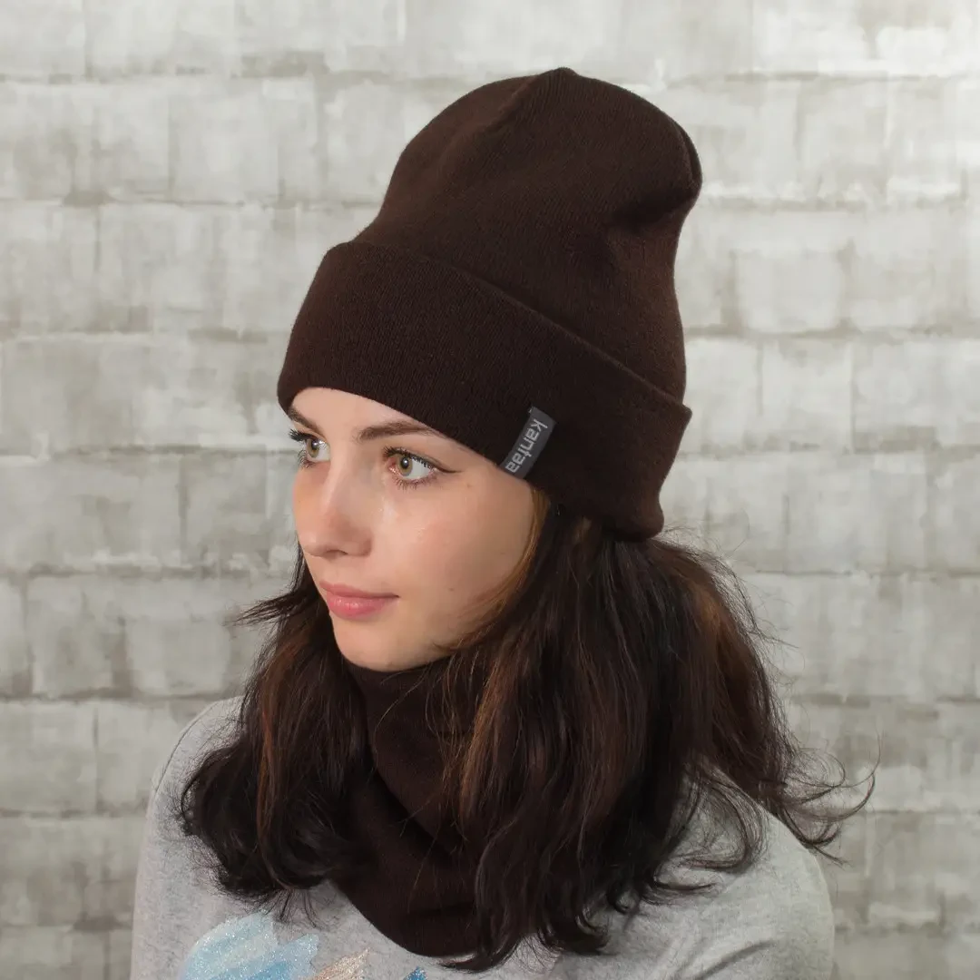 Комплект жіночий демісезонний шапка зі снудом One Size Коричневий (28523837) - фото 2